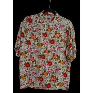 Vintage MAGGY LONDON Floral 100% Silk Blouse‎ Size  14